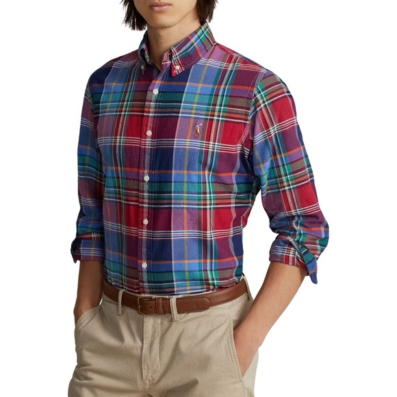 Polo Ralph Lauren Button Down Shirt Blue Red Sz 2XL XXL Pony Preppy Casual Men - Picture 1 of 9